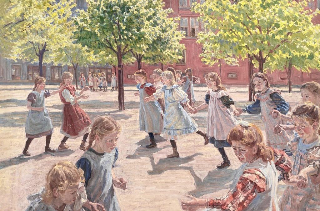 Børn leger i haven